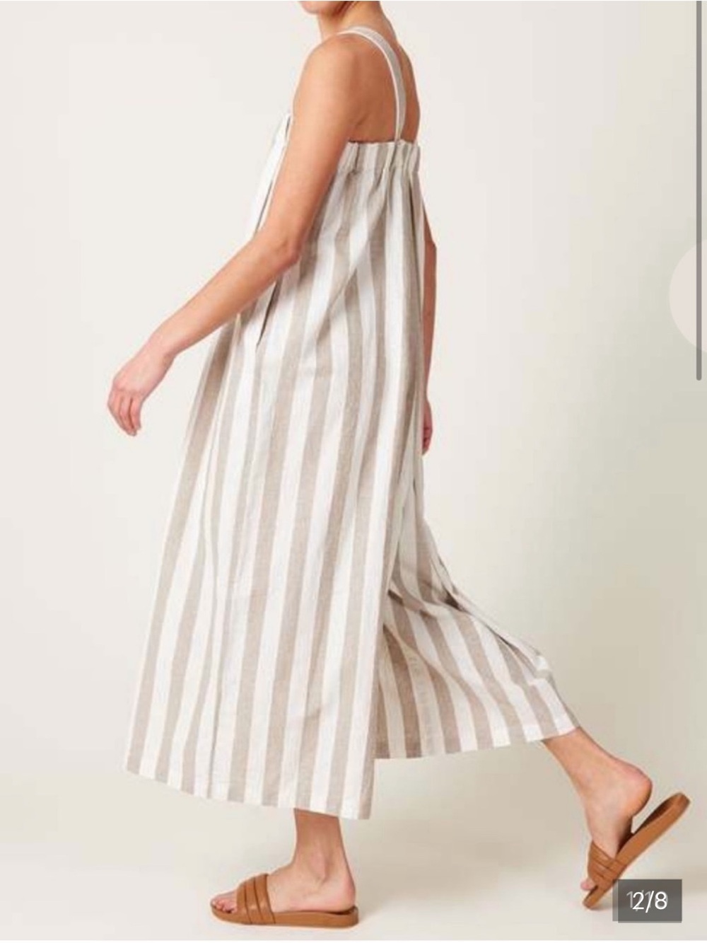 Black Crane Linen Jumpsuit in Pale Yellow - Picture 6 of 6